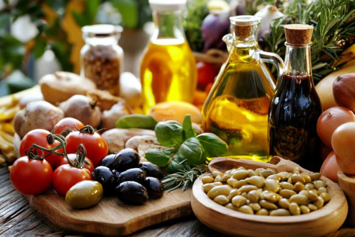 This shows food and olive oil.