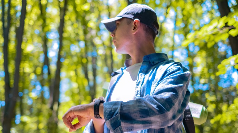 a man walking in nature